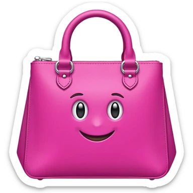 "Bolsa fucsia con asas, logo blanco de DRUNI PERFUMERÍAS, estilo emoji, fondo transparente" sticker