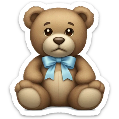 light blue teddy bear with brown bow sticker