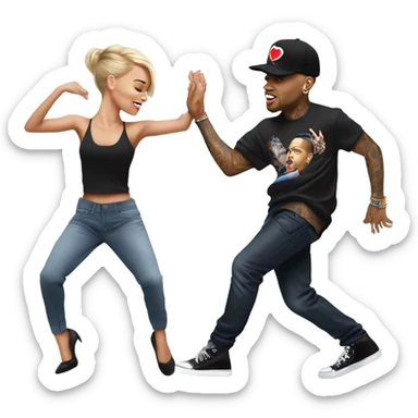 Hyper Realistic Chris Brown  dancing with his backing dancer Taylor sticker