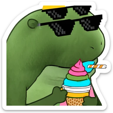 Panda eating ice cream sticker