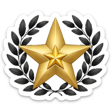 Gold double star with black laurel wreath sticker