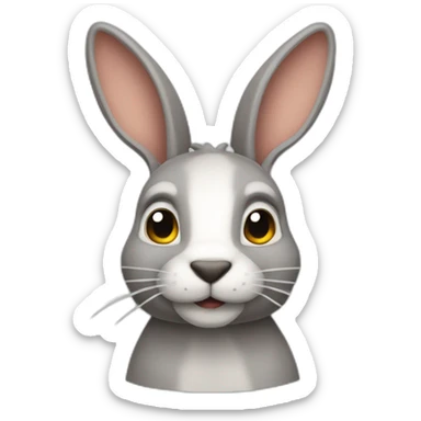 Conejo cabeza de leon gris levantando un pulgar sticker