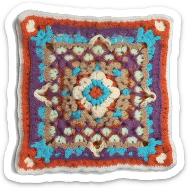 Crochet granny square blanket sticker