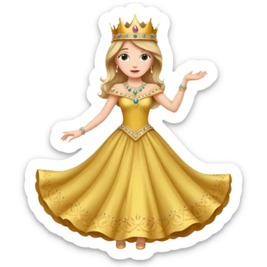 Fancy lady dancing with a crown sticker