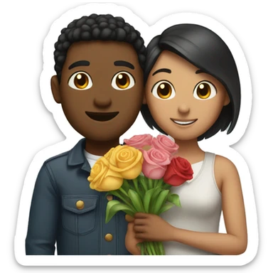 boyfriend giving girlfriend flowers sticker