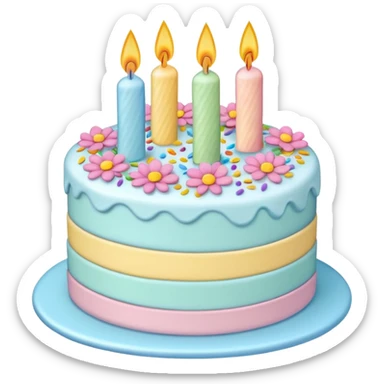 1 layer pastel birthday cake sticker