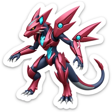 Shiny Futuristic Modern Genesect-Zeraora-Palkia-Zoroark-fusion sticker