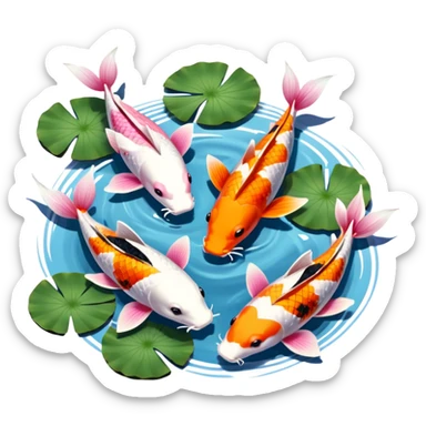 romantic koi and lotus pond sticker