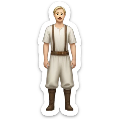 a man of Slavic appearance looks to the side at full height sticker