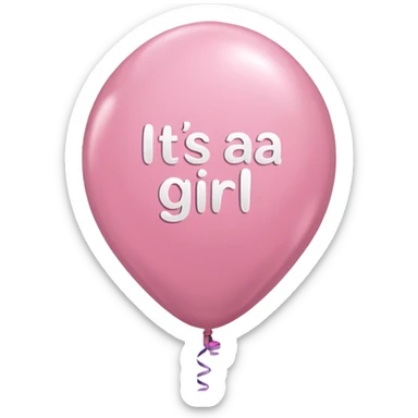 A light pink balloon with a text "it's a girl" on it sticker