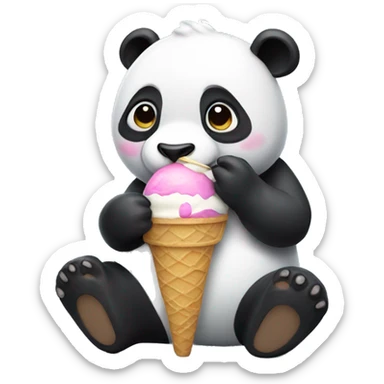 Panda eating ice cream sticker