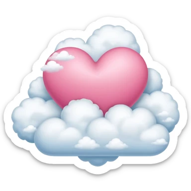 pink heart + cloud sticker
