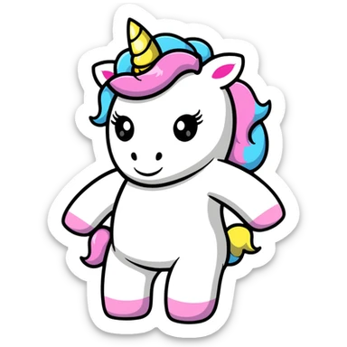 buff unicorn with a wig sticker