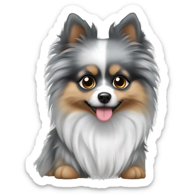 Blue merle Pomeranian with no white spots sticker