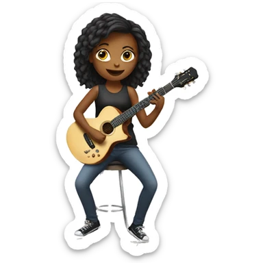 Girl playing a guitar sticker