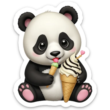 Panda eating ice cream sticker
