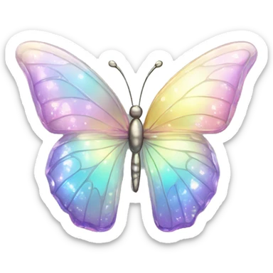 Sparkly glossy Pastel iridescent glass crystal butterfly sticker