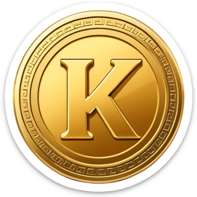 Kaspa cryptocurrency coin with the letter K logo sticker