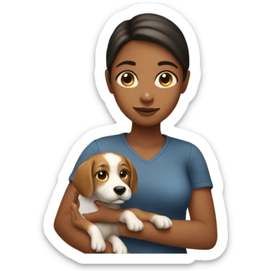 Girl With dog in a hand  sticker