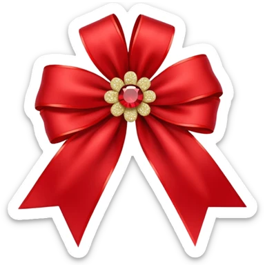 red flower bow with glitter sticker