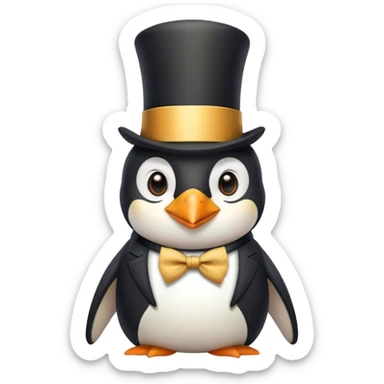 Penguin dancing with a top hat and elegant suit sticker