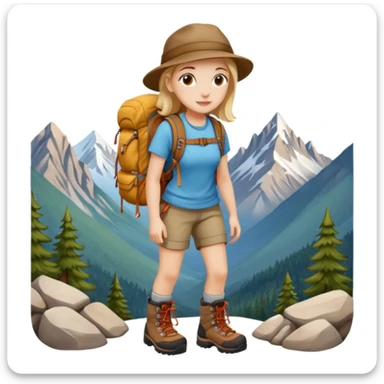 girl back packing mountains background  sticker