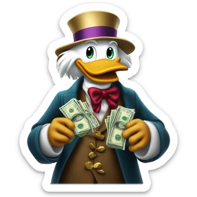 Scrooge McDuck counting money sticker