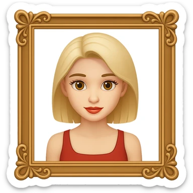 Place the girl inside a decorative picture frame, keeping the same style as the original image. Maintain a transparent background. The original style is preserved in the framing. sticker