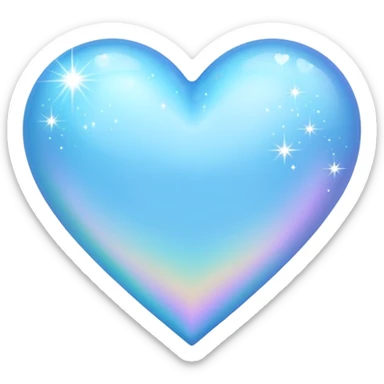 Light sky blue heart with sparkles  sticker