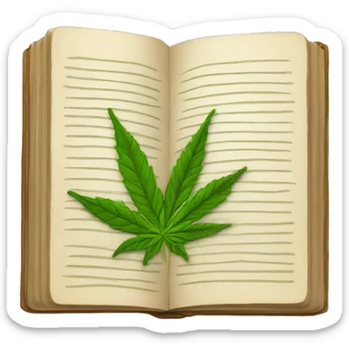 embordered weed leaf on a closed book sticker