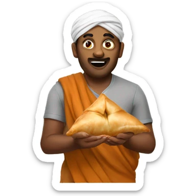 samosa eating indian man sticker