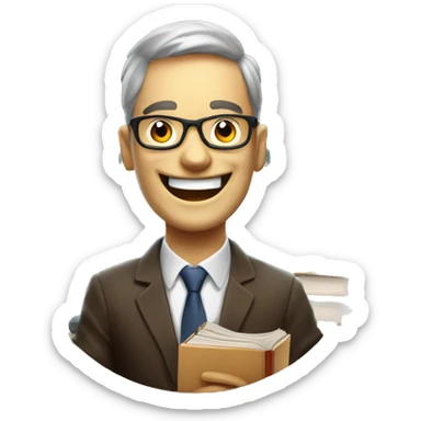 happy creepy entrepreneur face with book sticker