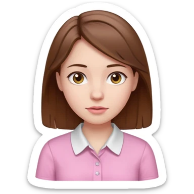 Pale girl brown hair and wearing pink and white shirt sticker