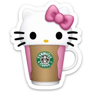 hello kitty holding starbucks coffee sticker