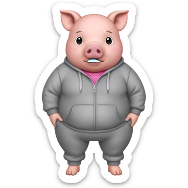 fat pig wearing sweat sticker