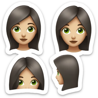 Lady with straight dark brown hair and deep green eyes sticker