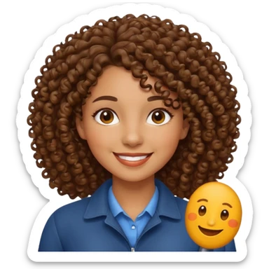 mixed race woman curl hair sticker