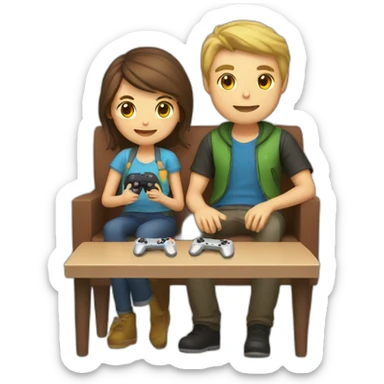 couple playing video game together sticker