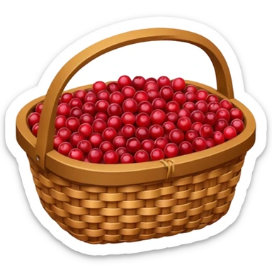 wicker basket with cranberries  sticker