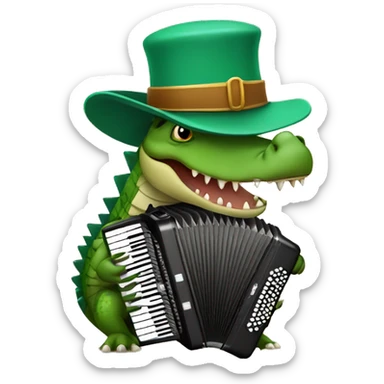 A crocodile in a hat plays the accordion sticker
