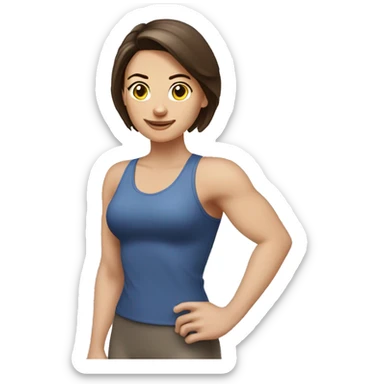 Woman arm muscles, fit Caucasian woman, brunette  sticker