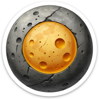 Mercury planet emoji, round, rocky gray ball covered in pitted marks and rough patches, realistic texture sticker