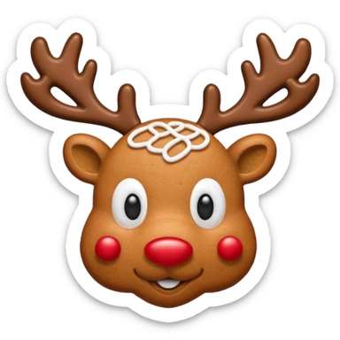 gingerbread cookie in reindeer head shape sticker