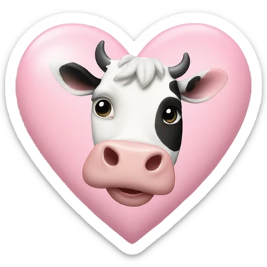 Light pink heart with cow print sticker