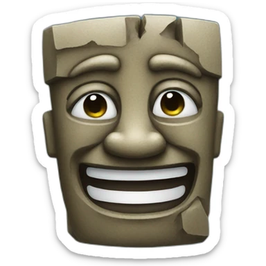 laughing with tears moai statue  sticker