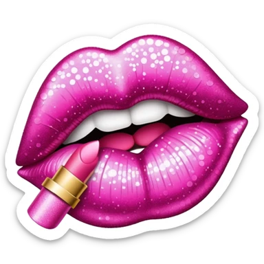 glitter pink mark of lipstick kiss sticker