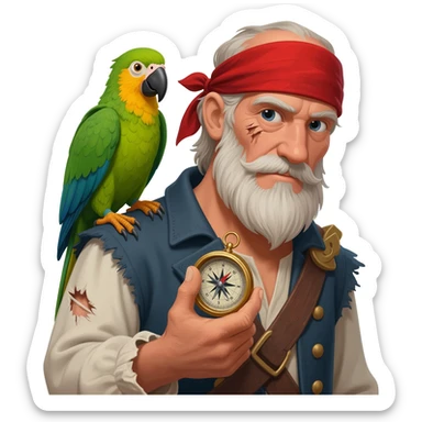 pirate and parrot sticker