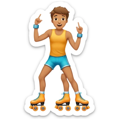 Guy singing on roller skates  sticker