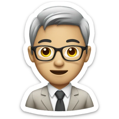 Young Asian office worker wearing glasses using a laptop sticker