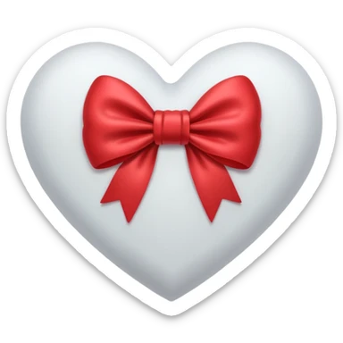 heart with a bow, white sticker